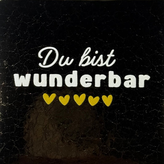 Quote tegeltje 'du bist wunderbar' goud/creme(goud)