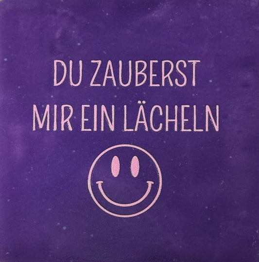 Quote tegeltje 'du zauberst mir ein lächeln' paars/warmroze
