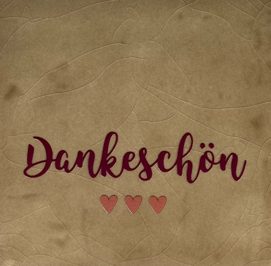 Quote tegeltje 'Dankeschön' taupe/cherry(taupe)