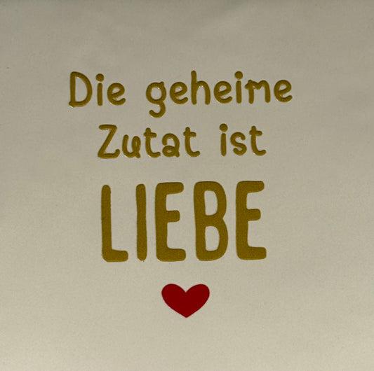 Quote tegeltje 'Die geheime Zutat ist Liebe' creme/goud(rood)