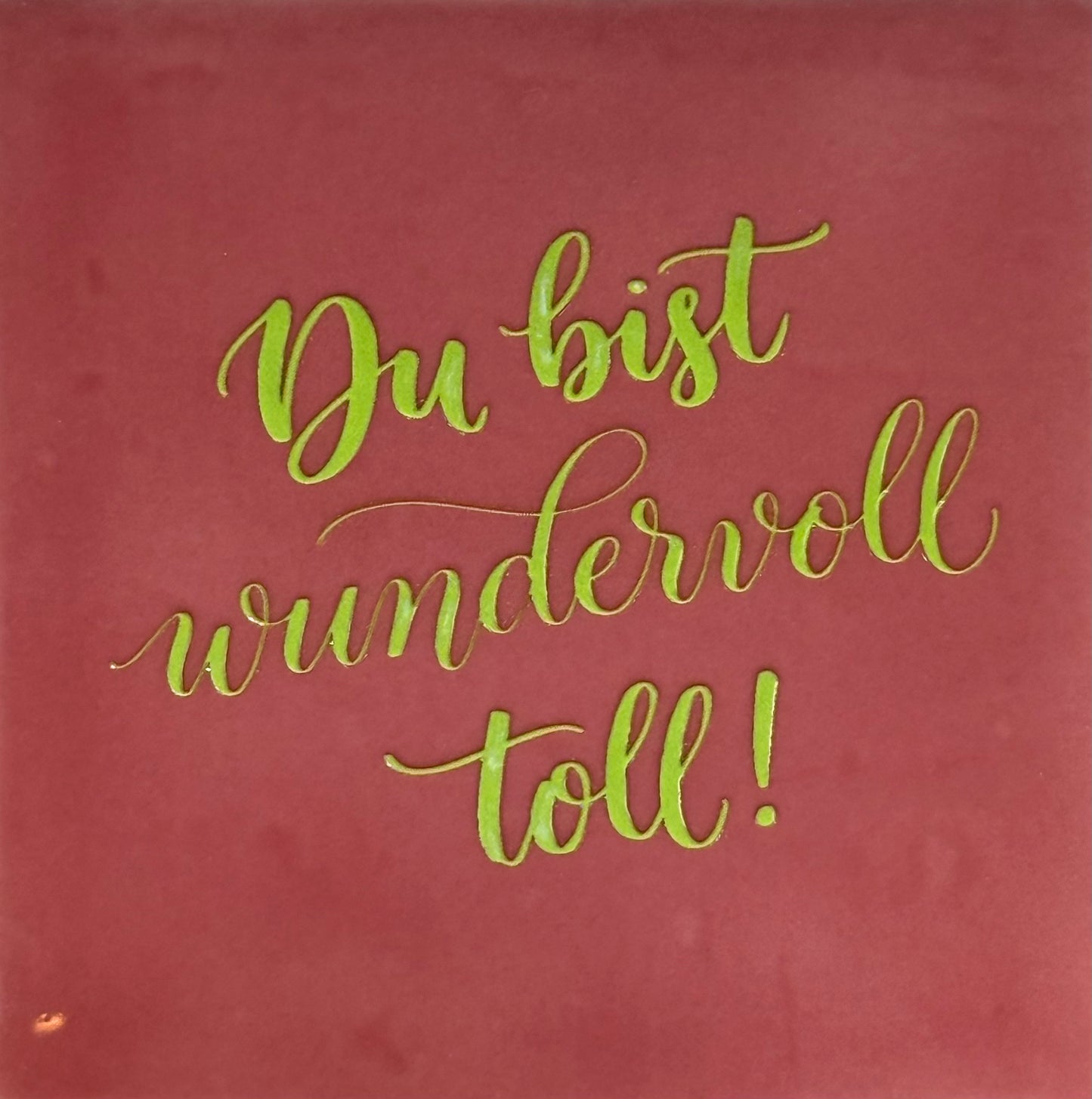 Quote tegeltje 'du bist wundervoll toll' roze/lime