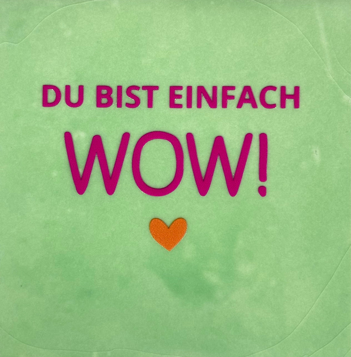 Quote tegeltje 'du bist einfach WOW' mint/knalroze(oranje)