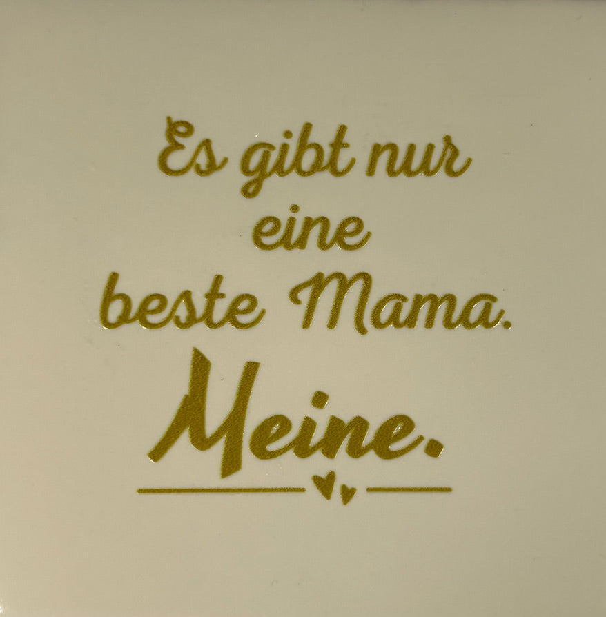 Quote tegeltje 'es gibt nur eine beste mama meine' creme/goud