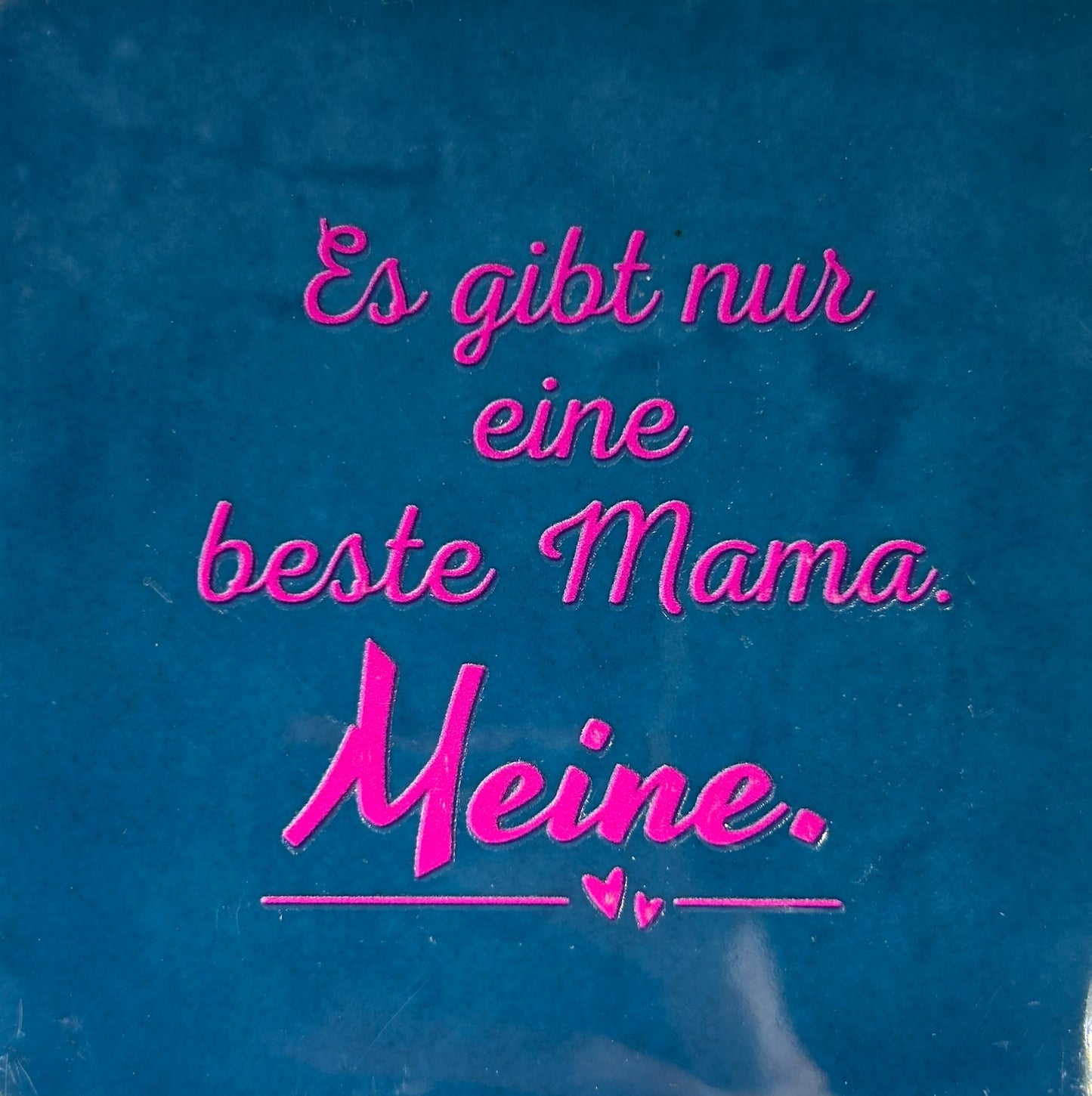 Quote tegeltje 'es gibt nur eine beste mama meine' donkerblauw/roze