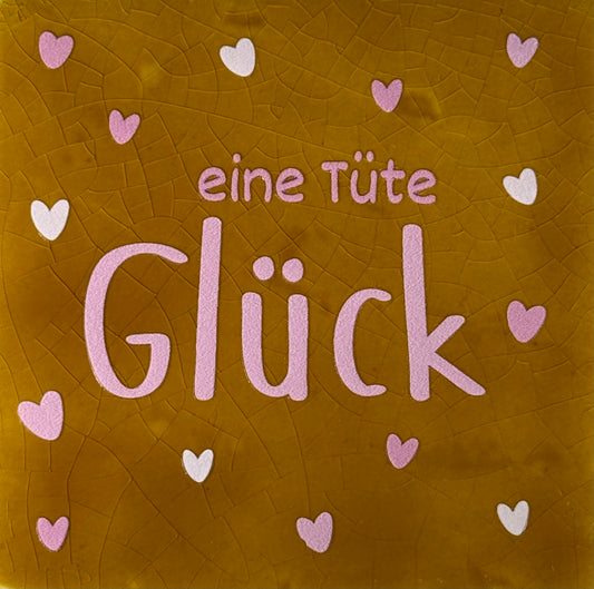 Quote tegeltje 'eine tüte glück' oker/combi 2