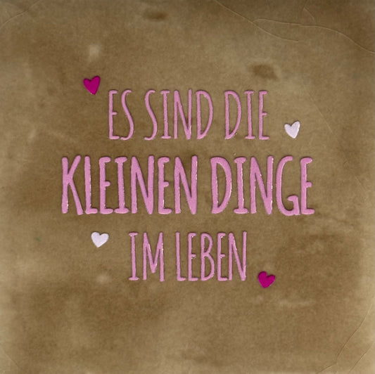 Quote tegeltje 'es sind die kleinen Dinge im leben' taupe/combi 4