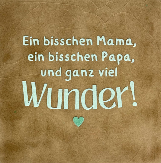 Quote tegeltje 'ein bisschen mama..wunder' taupe/lichtgroen(mint)