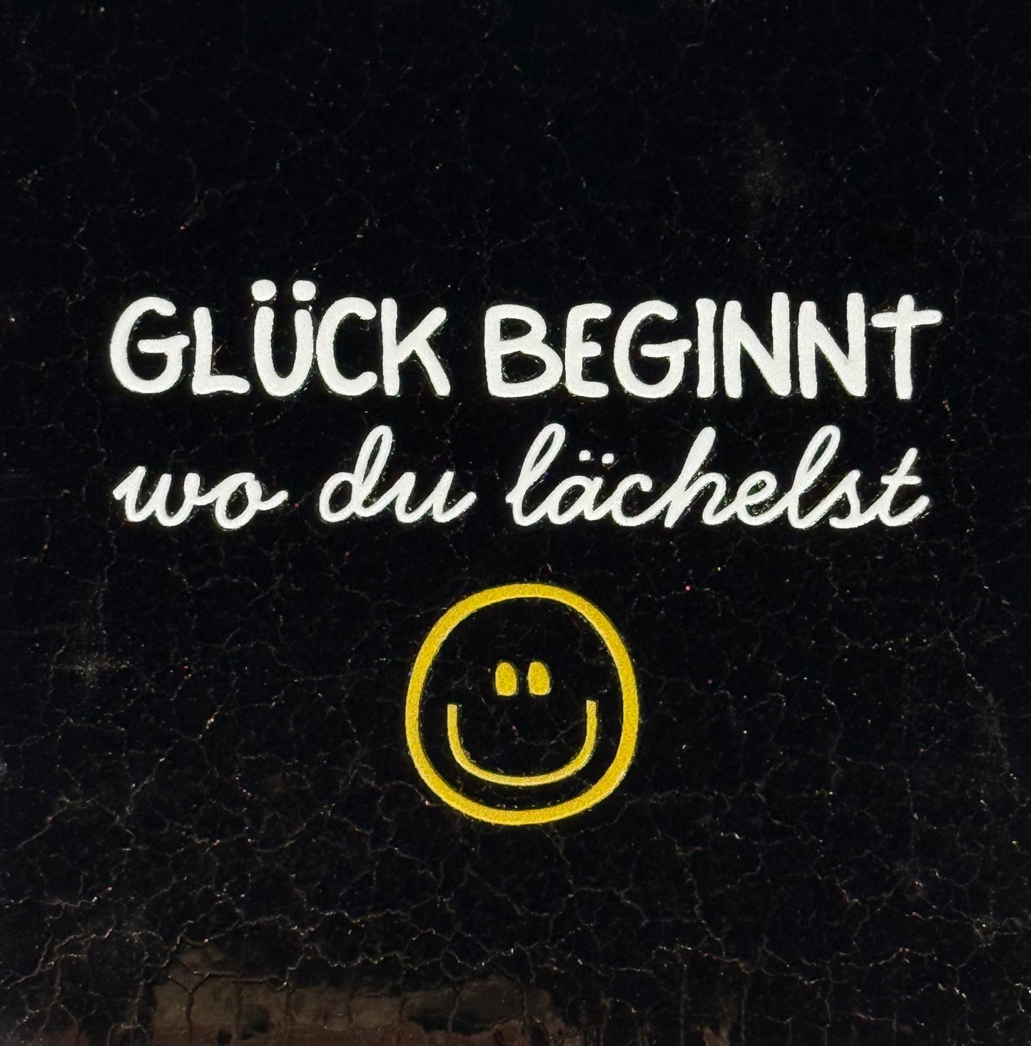 Quote tegeltje 'glück beginnt wo du lächelst' goud/creme(goud)