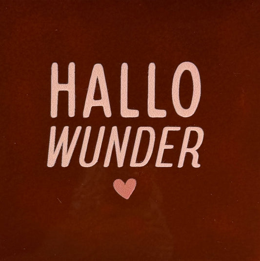 Quote tegeltje 'hallo Wunder' kastanje/nude roze(taupe)