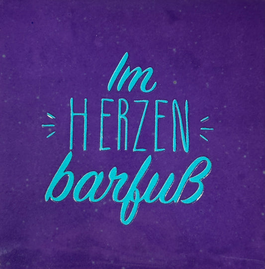 Quote tegeltje 'im herzen…' paars/turquoise