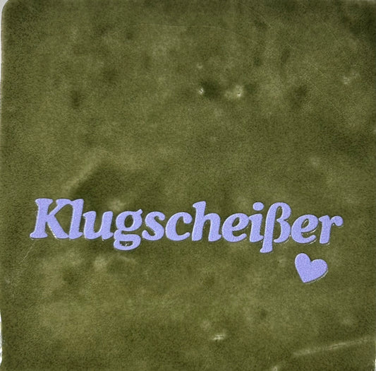 Quote tegeltje 'klugscheisser' olijf/lila