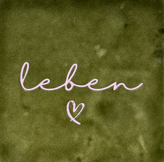 Quote tegeltje 'leben' (small) olijf/babyroze