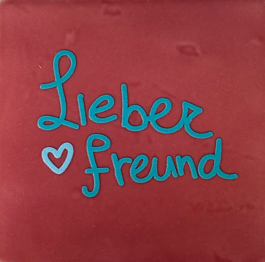 Quote tegeltje 'lieber freund' roze/turquoise(warmblauw)