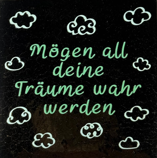 Quote tegeltje 'mögen all deine träume wahr werden' goud/mint(lichtgroen)