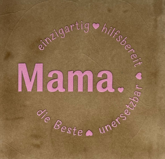 Quote tegeltje 'Mama einzigartig hilfsbereit.....' taupe/warmroze