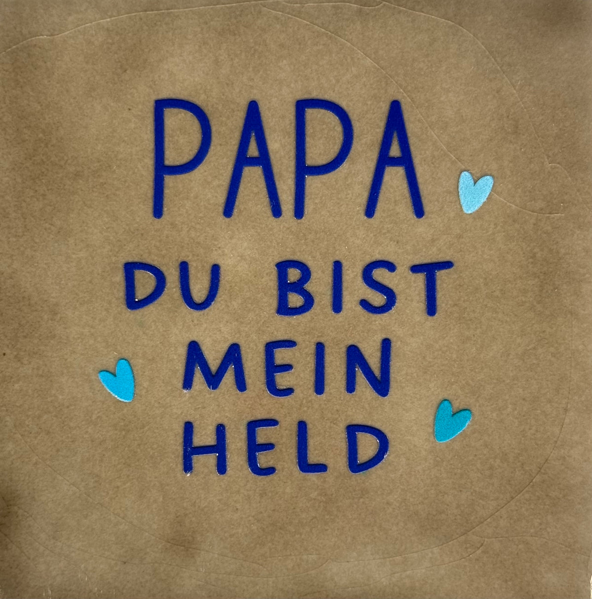 Quote tegeltje 'Papa du bist mein Held' taupe/kobalt(blauw)