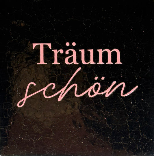 Quote tegeltje 'Träum schön' goud/warmroze