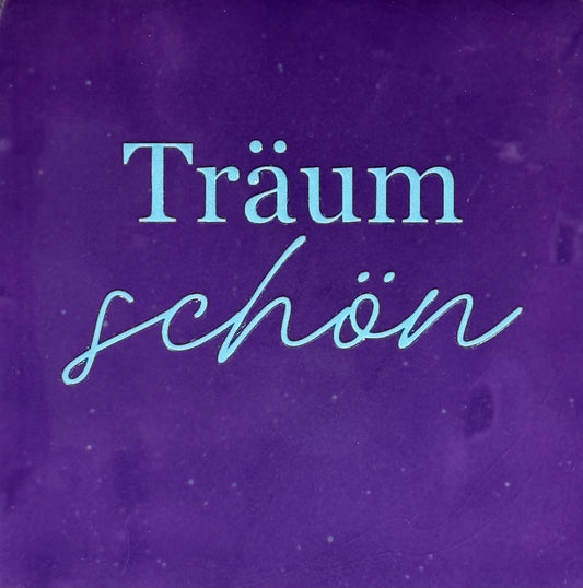 Quote tegeltje 'Träum schön' paars/turqouise