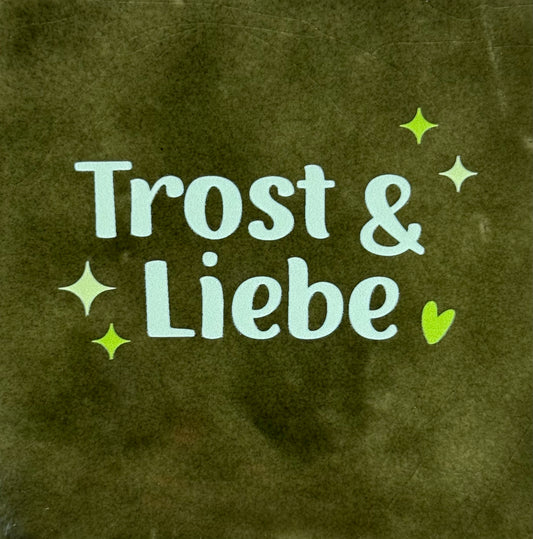 Quote tegeltje 'Trots & Liebe' olijf/lichtgroen (combi 5)