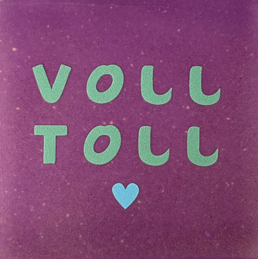 Quote tegeltje 'voll toll' lila/mint(warmblauw)