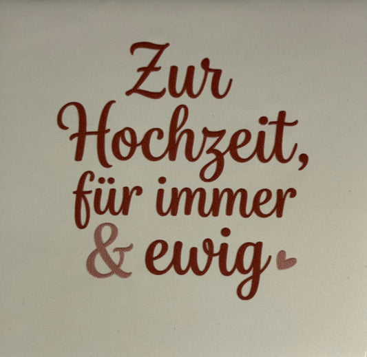 Quote tegeltje 'zur Hochzeit für immer 7 ewig' creme/taupe(nude roze)