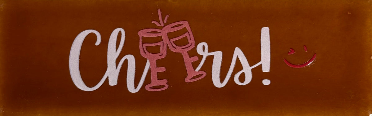 Quote tegeltje DO 'cheers' terra/zachtroze(koraal-rood)