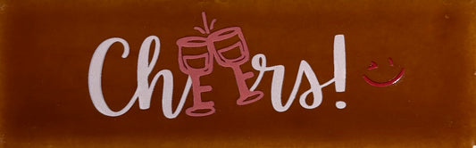 Quote tegeltje DO 'cheers' terra/zachtroze(koraal-rood)