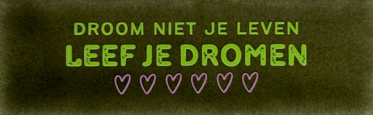Quote tegeltje DO 'droom niet je leven leef je dromen' olijf/lime(warmroze)