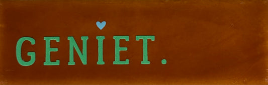 Quote tegeltje DO 'geniet' terra/appelgroen(knalgroen)