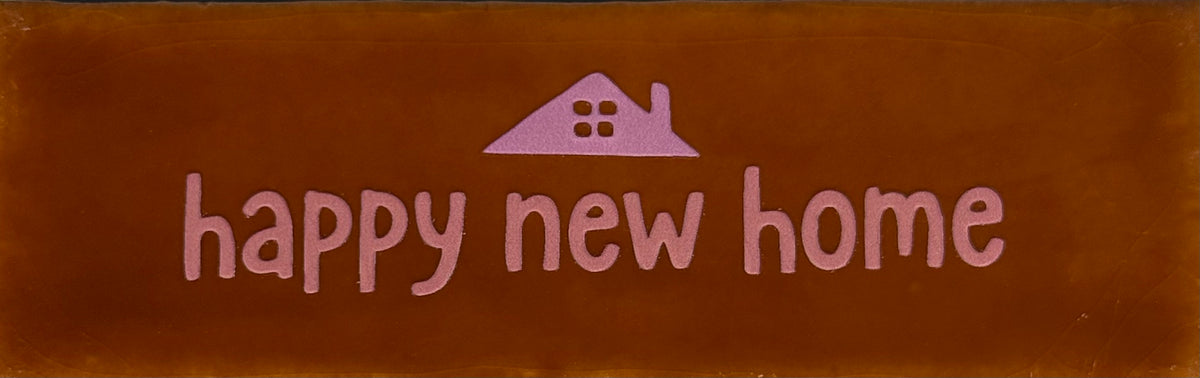 Quote tegeltje DO 'happy new home' terra/zalmroze(warmroze)