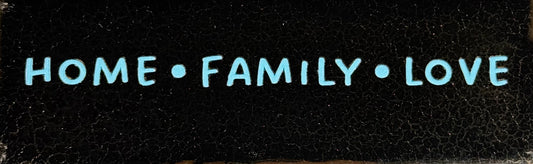 Quote tegeltje DO 'home family love' goud/warmblauw