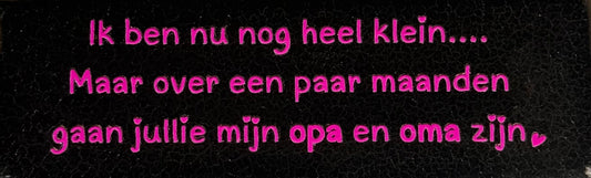 Quote tegeltje DO 'Ik ben nu nog heel klein...gaan jullie mijn opa en oma zijn' goud/knalroze