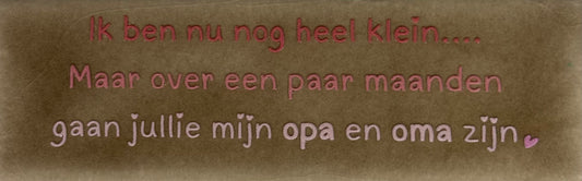 Quote tegeltje DO 'Ik ben nu nog heel klein...gaan jullie mijn opa en oma zijn' taupe/combi 6