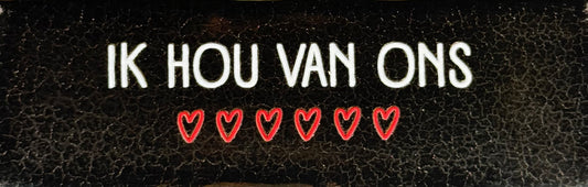Quote tegeltje DO 'Ik hou van ons' goud/creme(rood)