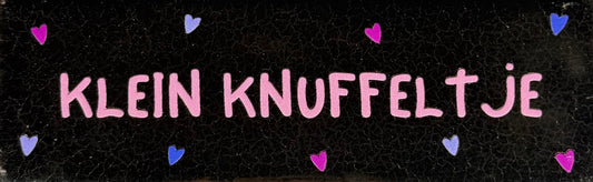Quote tegeltje DO 'klein knuffeltje' goud/warmroze (lila-paars)