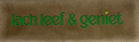 Quote tegeltje DO 'lach leef en geniet' taupe/knalgroen(lime)