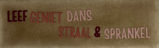 Quote tegeltje DO 'leef geniet dans straal & sprankel' taupe/combi 7