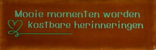 Quote tegeltje DO 'mooie momenten worden kostbare herinneringen' terra/mint(knalgroen)