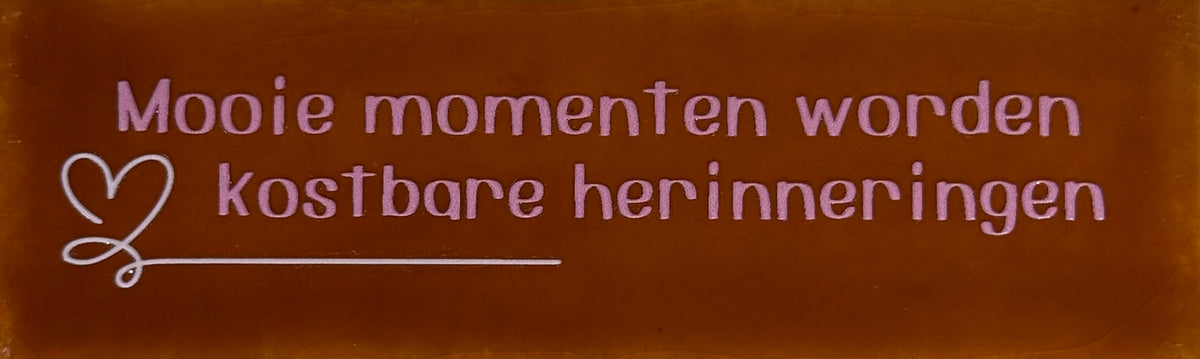 Quote tegeltje DO 'mooie momenten worden kostbare herinneringen' terra/warmroze(zachtroze)