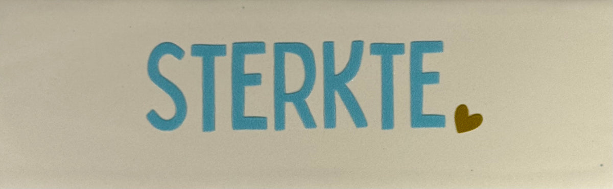 Quote tegeltje DO 'sterkte' creme/warmblauw(goud)