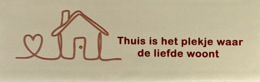 Quote tegeltje DO 'thuis is het plekje waar de liefde woont' creme/taupe(nuderoze)