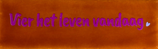 Quote tegeltje DO 'vier het leven vandaag' terra/paars(lila)