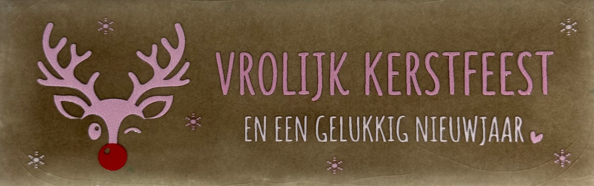 Quote tegeltje DO 'vrolijk kerstfeest en een gelukkig nieuwjaar' taupe/combi 2(rood)