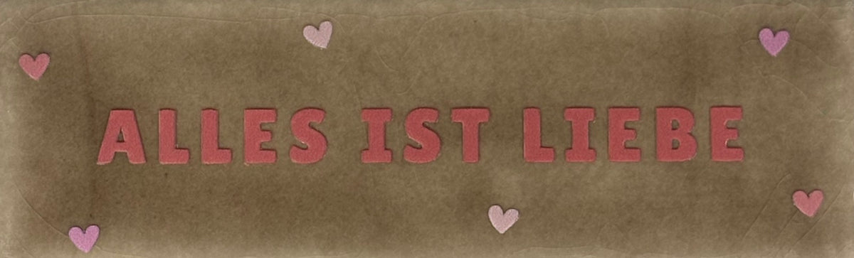 Quote tegeltje DO 'alles ist liebe' taupe/oranje (combi 6)
