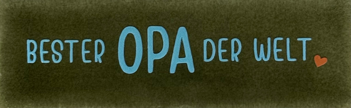 Quote tegeltje DO 'bester opa der welt' olijf/warmblauw(oranje)