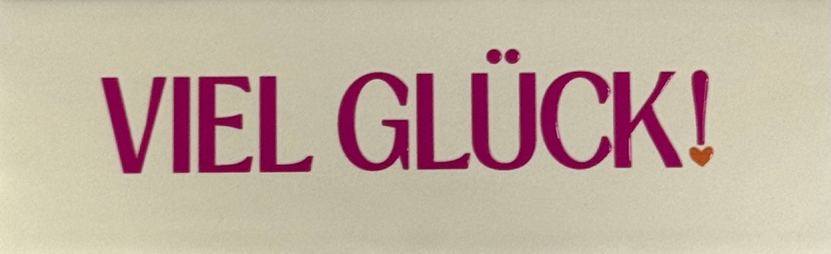 Quote tegeltje DO 'viel glück' creme/knalroze(oranje)