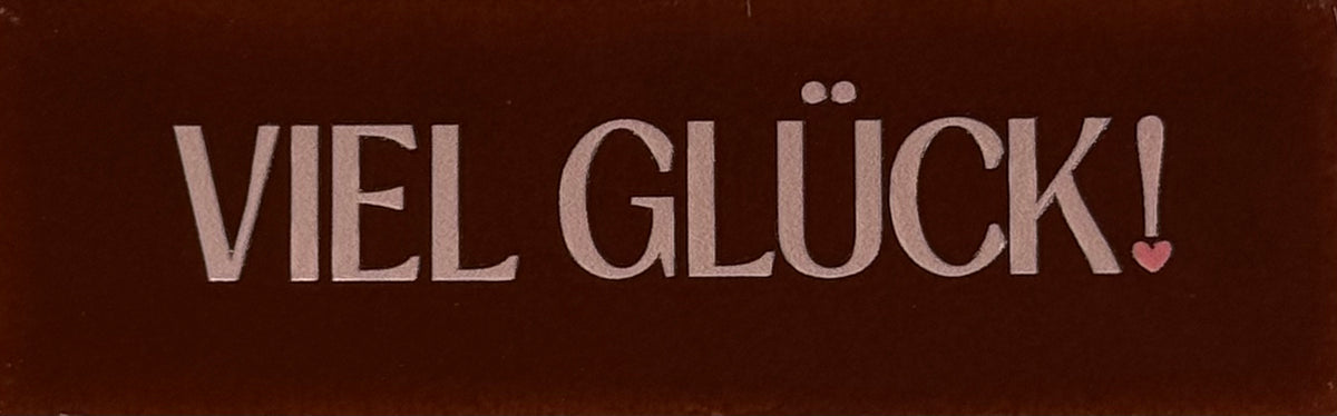 Quote tegeltje DO 'viel glück' kastanje/nude roze(koraal)