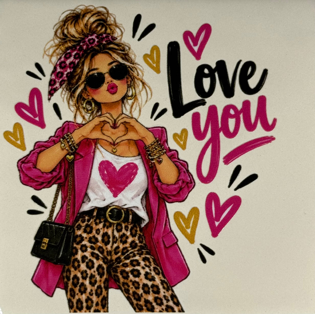 Quote tegeltje 'FUNNY love you' creme/multi