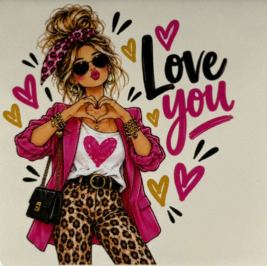 Quote tegeltje 'FUNNY love you' creme/multi