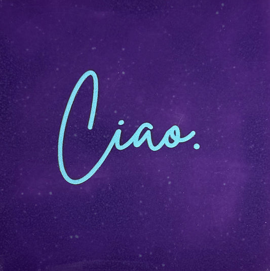 Quote tegeltje 'ciao' paars/warmblauw